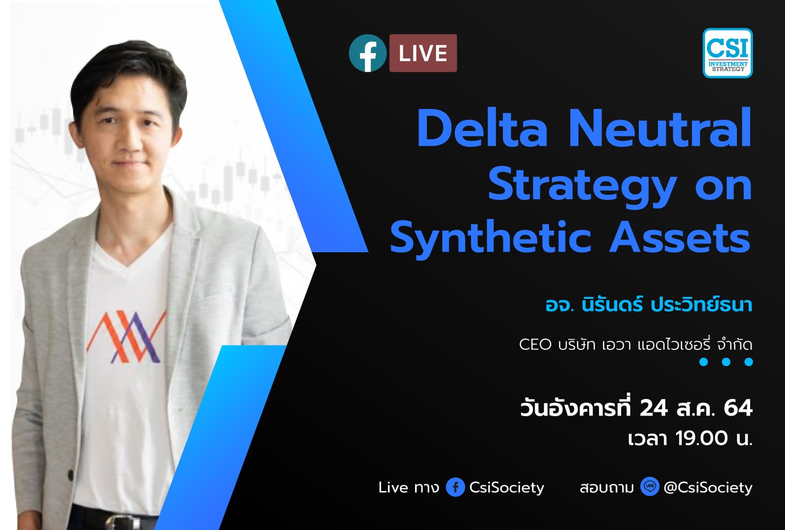 24 ส.ค. 2564 Delta Neutral Strategy on Synthetic Assets อจ. นิรันดร์ ประวิทย์ธนา CEO บริษัท เอวา แอดไวเซอรี่ จำกัด