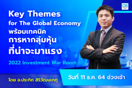 11 ธ.ค. 2564 Key Themes for The Global Economy พร้อม เทคนิคการหากลุ่มหุ้นที่น่าจะมาแรง คอร์ส 2022 Investment War Room โดย อ.ประกิต สิริวัฒนเกตุ